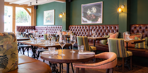 Inside a new pub dining room in the countryside